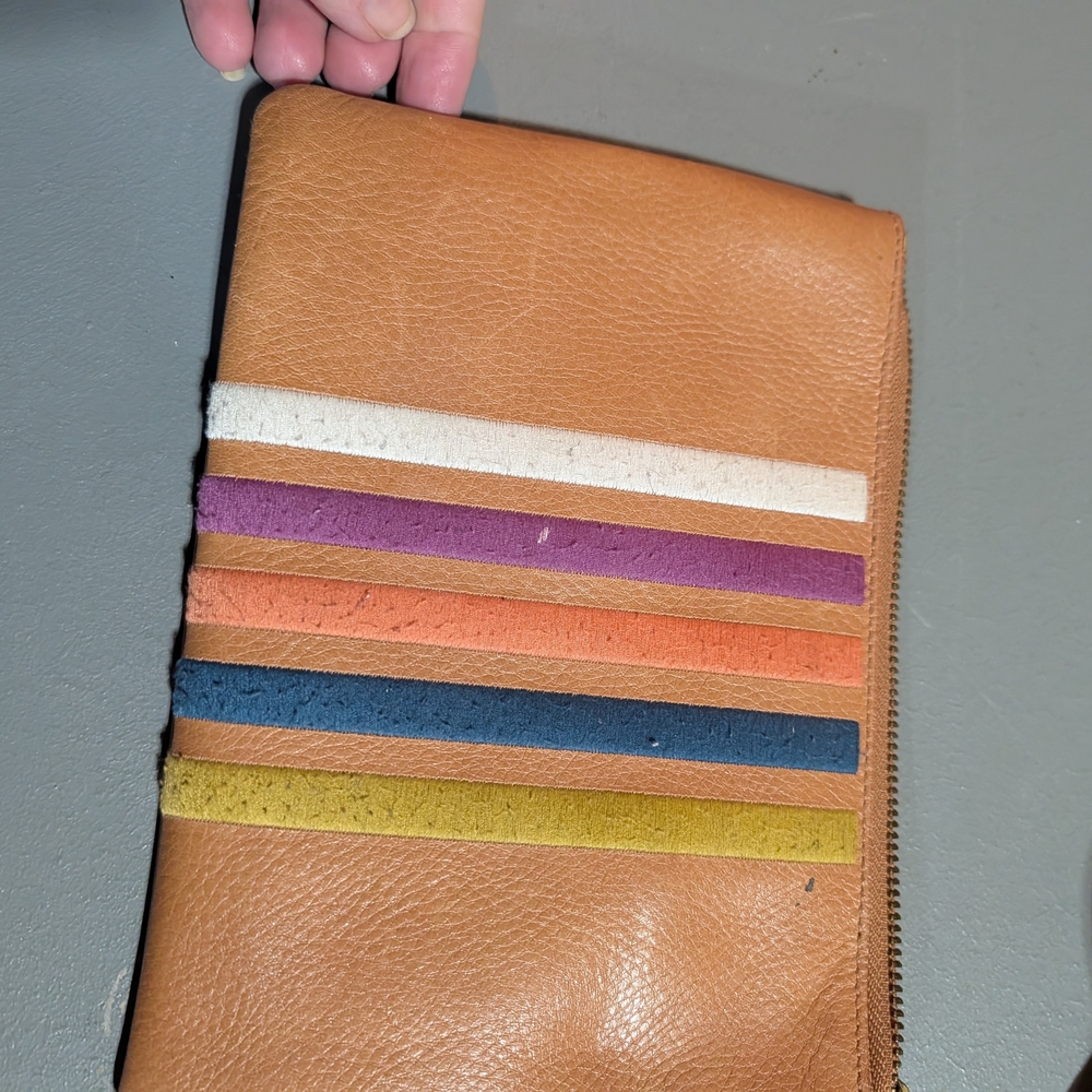 Multicolor Striped Leather Wallet